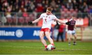24 March 2019; Peter Harte of Tyrone scores his side's first goal from a penalty during the Allianz Football League Division 1 Round 7 match between Tyrone and Galway at Healy Park in Omagh. Photo by David Fitzgerald/Sportsfile