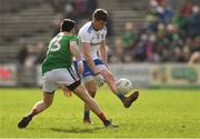 24 March 2019; Darren Hughes of Monaghan in action against Kevin McLoughlin of Mayo during the Allianz Football League Division 1 Round 7 match between Mayo and Monaghan at Elverys MacHale Park in Castlebar, Mayo. Photo by Piaras Ó Mídheach/Sportsfile