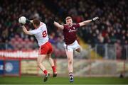24 March 2019; Cathal McShane of Tyrone in action against Seán Andy Ó Ceallaigh of Galway during the Allianz Football League Division 1 Round 7 match between Tyrone and Galway at Healy Park in Omagh. Photo by David Fitzgerald/Sportsfile