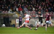 24 March 2019; Matthew Donnelly of Tyrone scores his side's second goal during the Allianz Football League Division 1 Round 7 match between Tyrone and Galway at Healy Park in Omagh. Photo by David Fitzgerald/Sportsfile