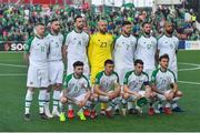 23 March 2019; Republic of Ireland players, back row from left, James McClean, Richard Keogh, Shane Duffy, Darren Randolph, Matt Doherty, Conor Hourihane and David McGoldrick, front row from left, Seán Maguire, Enda Stevens, Seamus Coleman and Jeff Hendrick prior the UEFA EURO2020 Qualifier Group D match between Gibraltar and Republic of Ireland at Victoria Stadium in Gibraltar. Photo by Seb Daly/Sportsfile