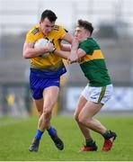 24 March 2019; Tadgh O'Rourke of Roscommon in action against Dara Moynihan of Kerry during the Allianz Football League Division 1 Round 7 match between Roscommon and Kerry at Dr. Hyde Park in Roscommon. Photo by Sam Barnes/Sportsfile