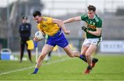 24 March 2019; Tadgh O'Rourke of Roscommon in action against Dara Moynihan of Kerry during the Allianz Football League Division 1 Round 7 match between Roscommon and Kerry at Dr. Hyde Park in Roscommon. Photo by Sam Barnes/Sportsfile