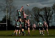 24 March 2019; Tom Jameson of Gorey RFC takes the ball in the lineout against Nick Doyle of Enniscorthy RFC during the Bank of Ireland Provincial Towns Cup Semi-Final match between Enniscorthy RFC and Gorey RFC at Wexford Wanderers RFC in Wexford. Photo by Matt Browne/Sportsfile