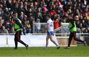 24 March 2019; Fintan Kelly of Monaghan leaves the field after being shown the red card by referee Derek O'Mahoney during the Allianz Football League Division 1 Round 7 match between Mayo and Monaghan at Elverys MacHale Park in Castlebar, Mayo. Photo by Piaras Ó Mídheach/Sportsfile