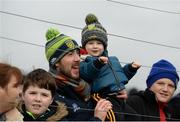 24 March 2019; Donegal footballer Mark McHugh in the crowd today with his two year old son Noah during the Allianz Football League Division 2 Round 7 match between Donegal and Kildare at Fr. Tierney Park in Ballyshannon, Donegal. Photo by Oliver McVeigh/Sportsfile