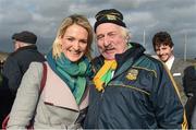 24 March 2019; Helen McEntee TD Minister for European Affairs and Denis Newman during the Allianz Football League Division 2 Round 7 match between Meath and Fermanagh at Páirc Tailteann in Navan, Co Meath. Photo by Philip Fitzpatrick/Sportsfile
