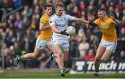 24 March 2019; Ultan Kelm of Fermanagh in action against Conor McGill of Meath during the Allianz Football League Division 2 Round 7 match between Meath and Fermanagh at Páirc Tailteann in Navan, Co Meath. Photo by Philip Fitzpatrick/Sportsfile