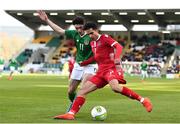 24 March 2019; Clayton Duarte of Luxembourg in action against Neil Farrugia of Republic of Ireland during the UEFA European U21 Championship Qualifier Group 1 match between Republic of Ireland and Luxembourg in Tallaght Stadium in Dublin. Photo by Eóin Noonan/Sportsfile