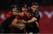 23 March 2019; Dan Goggin of Munster is tackled by Gabriele Di Giulio, left, and Edoardo Padovani of Zebre during the Guinness PRO14 Round 18 match between Munster and Zebre at Thomond Park in Limerick. Photo by Diarmuid Greene/Sportsfile