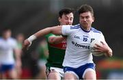 24 March 2019; Dessie Mone of Monaghan in action against Diarmuid O'Connor of Mayo during the Allianz Football League Division 1 Round 7 match between Mayo and Monaghan at Elverys MacHale Park in Castlebar, Mayo. Photo by Piaras Ó Mídheach/Sportsfile