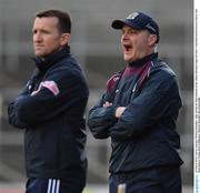 24 March 2019; Galway manager Micheál Donoghue, right, during the final moments of the Allianz Hurling League Division 1 semi-final match between Galway and Waterford at Nowlan Park in Kilkenny. Photo by Brendan Moran/Sportsfile