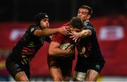 23 March 2019; Dan Goggin of Munster is tackled by Gabriele Di Giulio, left, and Edoardo Padovani of Zebre during the Guinness PRO14 Round 18 match between Munster and Zebre at Thomond Park in Limerick. Photo by Diarmuid Greene/Sportsfile