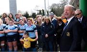 23 March 2019; Leinster Branch President Lorcan Balfe speaking after the Bank of Ireland Leinster Rugby Women’s Division 3 Cup Final match between Dublin University and MU Barnhall RFC at Naas RFC in Naas, Kildare. Photo by Piaras Ó Mídheach/Sportsfile