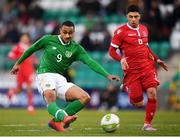 24 March 2019; Adam Idah of Republic of Ireland scores his side's third goal during the UEFA European U21 Championship Qualifier Group 1 match between Republic of Ireland and Luxembourg in Tallaght Stadium in Dublin. Photo by Eóin Noonan/Sportsfile