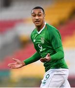 24 March 2019; Adam Idah of Republic of Ireland celebrates after scoring his side's third goal of the game  during the UEFA European U21 Championship Qualifier Group 1 match between Republic of Ireland and Luxembourg in Tallaght Stadium in Dublin. Photo by Eóin Noonan/Sportsfile