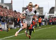 23 March 2019; Michael Lowry of Ulster on his way to scoring his side's second try during the Guinness PRO14 Round 18 match between Ulster and Isuzu Southern Kings at the Kingspan Stadium in Belfast. Photo by Ramsey Cardy/Sportsfile