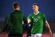 24 March 2019; Republic of Ireland manager Stephen Kenny with Conor Masterson following the UEFA European U21 Championship Qualifier Group 1 match between Republic of Ireland and Luxembourg in Tallaght Stadium in Dublin. Photo by Eóin Noonan/Sportsfile