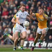 24 March 2019; Ultan Kelm of Fermanagh in action against Conor McGill of Meath during the Allianz Football League Division 2 Round 7 match between Meath and Fermanagh at Páirc Tailteann in Navan, Co Meath. Photo by Philip Fitzpatrick/Sportsfile