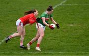 24 March 2019; Emma Needham of Mayo in action against Ashling Hutchings of Cork during the Lidl Ladies NFL Round 6 match between Mayo and Cork at Elverys MacHale Park in Castlebar, Mayo. Photo by Piaras Ó Mídheach/Sportsfile