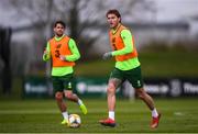 25 March 2019; Jeff Hendrick, right, and Robbie Brady during Republic of Ireland Squad Training at FAI NTC, Abbotstown, Dublin. Photo by Stephen McCarthy/Sportsfile