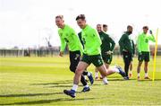 25 March 2019; Aiden O'Brien, left, and Josh Cullen during Republic of Ireland Squad Training at FAI NTC, Abbotstown, Dublin. Photo by Stephen McCarthy/Sportsfile