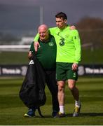 25 March 2019; Equipment officer Dick Redmond with Seamus Coleman after Republic of Ireland Squad Training at FAI NTC, Abbotstown, Dublin. Photo by Stephen McCarthy/Sportsfile