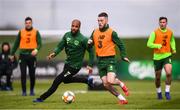 25 March 2019; Jack Byrne in action against David McGoldrick during Republic of Ireland Squad Training at FAI NTC, Abbotstown, Dublin. Photo by Stephen McCarthy/Sportsfile