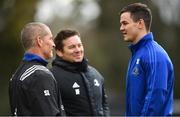 25 March 2019; Captain Jonathan Sexton in conversation with senior coach Stuart Lancaster, left, and scrum coach John Fogarty during Leinster squad training at Rosemount in UCD, Dublin. Photo by Ramsey Cardy/Sportsfile