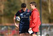 25 March 2019; Joey Carbery with head coach Johann van Graan during Munster Rugby Squad Training at University of Limerick in Limerick. Photo by Piaras Ó Mídheach/Sportsfile