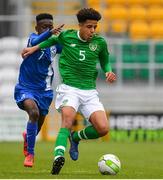 25 March 2019; Andrew Omobamidele of Republic of Ireland is tackled by Samuel Anini Jr of Finland during the U17 International Friendly match between Republic of Ireland and Finland at Tallaght Stadium in Tallaght, Dublin. Photo by Eóin Noonan/Sportsfile
