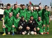 19 March 2019; Team Ireland after their 7-2 win to take the Bronze medal place on Day Five of the 2019 Special Olympics World Games in tZayed Sports City, Airport Road, Abu Dhabi, United Arab Emirates.  Photo by Ray McManus/Sportsfile