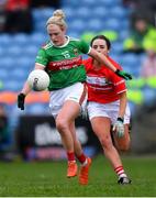 24 March 2019; Fiona Doherty of Mayo in action against Orlagh Farmer of Cork during the Lidl Ladies NFL Round 6 match between Mayo and Cork at Elverys MacHale Park in Castlebar, Mayo. Photo by Piaras Ó Mídheach/Sportsfile