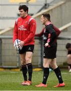 26 March 2019; Michael Lowry and Jacob Stockdale during Ulster squad training at Kingspan Stadium Ravenhill in Belfast, Co Down. Photo by Oliver McVeigh/Sportsfile