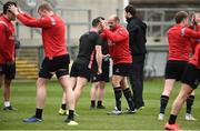 26 March 2019; Rory Best and John Cooney during Ulster squad training at Kingspan Stadium Ravenhill in Belfast, Co Down. Photo by Oliver McVeigh/Sportsfile