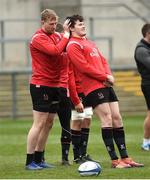 26 March 2019; Kieran Treadwell and Jacob Stockdale during Ulster squad training at Kingspan Stadium Ravenhill in Belfast, Co Down. Photo by Oliver McVeigh/Sportsfile