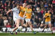 24 March 2019; Utan Kelm of Fermanagh in action against Conor McCall of Meath during the Allianz Football League Division 2 Round 7 match between Meath and Fermanagh at Páirc Tailteann in Navan, Co Meath. Photo by Philip Fitzpatrick/Sportsfile