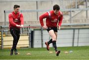 26 March 2019; Jacob Stockdale, right, being held back by Angus Kernohan during Ulster squad training at Kingspan Stadium Ravenhill in Belfast, Co Down. Photo by Oliver McVeigh/Sportsfile