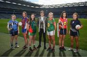 26 March 2019; In attendance is Lidl representative Jay Wilson, centre, with senior finalists, from left, Áine McNulty of St Patrick's Academy, Kaitlin Kearney of Coláiste Bhaile Chláir, Erone Fitzpatrick of Scoil Chríost Rí, Anna Carey of Loreto Clonmel, Bláthnaid McDonagh of Mercy SS and Sarah Leahy of St Mary's Midleton at the Lidl All Ireland Post Primary Schools Finals launch today at Croke Park, Dublin. The finals will be contested at Senior and Junior levels, with three finals in each grade. The 2019 Lidl PPS Senior A Final between Loreto, Clonmel, and Scoil Chríost Rí, Portlaoise, will be streamed LIVE from John Locke Park in Callan, Co. Kilkenny, on Saturday March 30, and can be viewed on the LGFA’s Facebook Page: https://www.facebook.com/LadiesGaelicFootball/  Photo by David Fitzgerald/Sportsfile