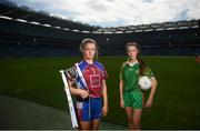 26 March 2019; In attendance are captains, Megan Flaherty of Coláliste Bhaile Chláir, left, and Lucy McAlary of St Catherine's Armagh ahead of their Junior A Final at the Lidl All Ireland Post Primary Schools Finals launch today at Croke Park, Dublin. The finals will be contested at Senior and Junior levels, with three finals in each grade. The 2019 Lidl PPS Senior A Final between Loreto, Clonmel, and Scoil Chríost Rí, Portlaoise, will be streamed LIVE from John Locke Park in Callan, Co. Kilkenny, on Saturday March 30, and can be viewed on the LGFA’s Facebook Page: https://www.facebook.com/LadiesGaelicFootball/  Photo by David Fitzgerald/Sportsfile