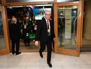 26 March 2019; Republic of Ireland manager Mick McCarthy arrives prior to the UEFA EURO2020 Group D qualifying match between Republic of Ireland and Georgia at the Aviva Stadium, Lansdowne Road, in Dublin. Photo by Stephen McCarthy/Sportsfile
