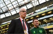 26 March 2019; Republic of Ireland manager Mick McCarthy, left, and assistant coach Robbie Keane prior to the UEFA EURO2020 Group D qualifying match between Republic of Ireland and Georgia at the Aviva Stadium, Lansdowne Road, in Dublin. Photo by Stephen McCarthy/Sportsfile