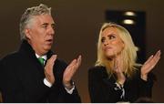 26 March 2019; FAI Executive Vice President John Delaney and his partner Emma English in attendance during the UEFA EURO2020 Group D qualifying match between Republic of Ireland and Georgia at the Aviva Stadium, Lansdowne Road, in Dublin. Photo by Seb Daly/Sportsfile