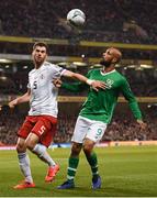 26 March 2019; David McGoldrick of Republic of Ireland in action against Solomon Kverkvelia of Georgia during the UEFA EURO2020 Group D qualifying match between Republic of Ireland and Georgia at the Aviva Stadium, Lansdowne Road, in Dublin. Photo by Stephen McCarthy/Sportsfile