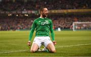 26 March 2019; Conor Hourihane of Republic of Ireland celebrates after scoring his side's first goal during the UEFA EURO2020 Group D qualifying match between Republic of Ireland and Georgia at the Aviva Stadium, Lansdowne Road, in Dublin. Photo by Stephen McCarthy/Sportsfile