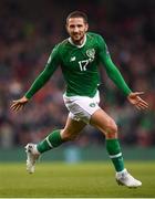 26 March 2019; Conor Hourihane of Republic of Ireland celebrates after scoring his side's first goal during the UEFA EURO2020 Group D qualifying match between Republic of Ireland and Georgia at the Aviva Stadium, Lansdowne Road, in Dublin. Photo by Stephen McCarthy/Sportsfile