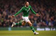 26 March 2019; Conor Hourihane of Republic of Ireland celebrates after scoring his side's first goal during the UEFA EURO2020 Group D qualifying match between Republic of Ireland and Georgia at the Aviva Stadium, Lansdowne Road, in Dublin. Photo by Stephen McCarthy/Sportsfile