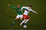 26 March 2019; David McGoldrick of Republic of Ireland in action against Otar Kakabadze of Georgia during the UEFA EURO2020 Group D qualifying match between Republic of Ireland and Georgia at the Aviva Stadium, Lansdowne Road, in Dublin. Photo by Eóin Noonan/Sportsfile