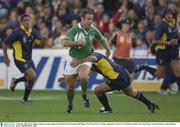 11 October 2003; Kevin Maggs, Ireland, in action against Gabriel Brezoianu, Romania. 2003 Rugby World Cup, Pool A, Ireland v Romania, Central Coast Stadium, Gosford, New South Wales, Australia. Picture credit; Brendan Moran / SPORTSFILE *EDI*