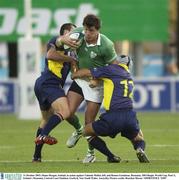11 October 2003; Shane Horgan, Ireland, in action against Valentin Maftei, left, and Romeo Gontineac, Romania. 2003 Rugby World Cup, Pool A, Ireland v Romania, Central Coast Stadium, Gosford, New South Wales, Australia. Picture credit; Brendan Moran / SPORTSFILE *EDI*